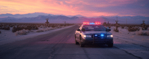 Police cruiser coming to the scene of a DUI accident in Las Vegas.