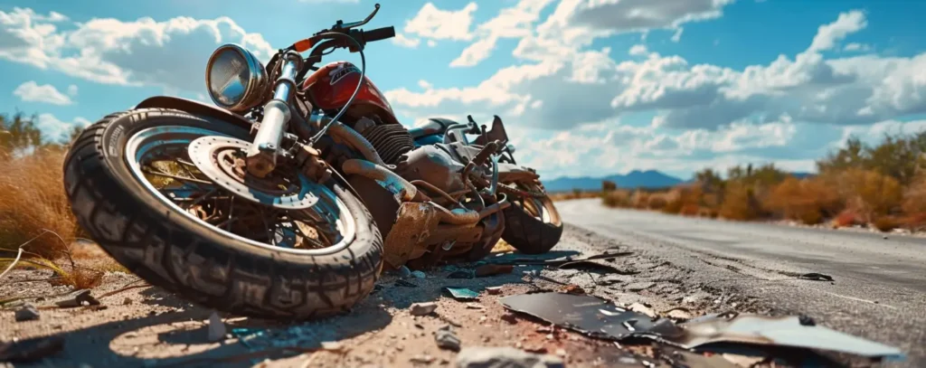 A motorcycle involved in an accident