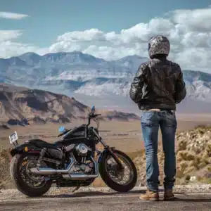 A motorcycle rider with his bike