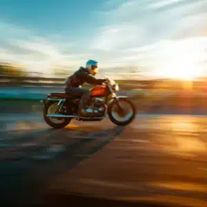 A speeding motorbike