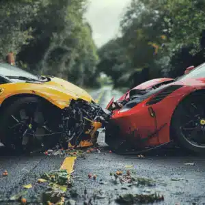 Two sports car rammed into eachother